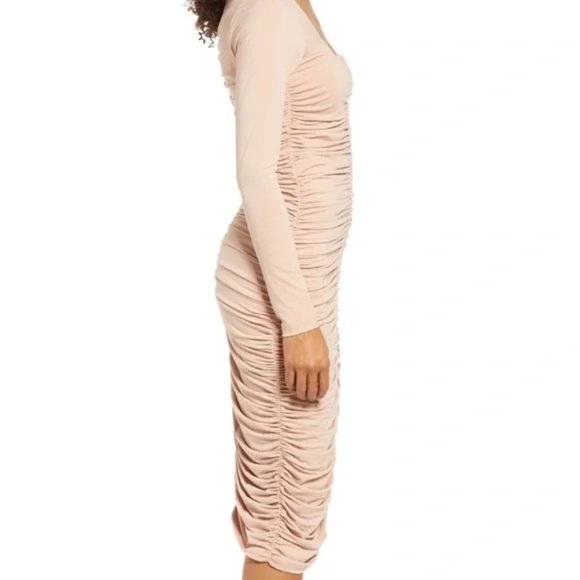 Rachel Parcell bodycon ruched blush/tan midi dress - Picture 6 of 6